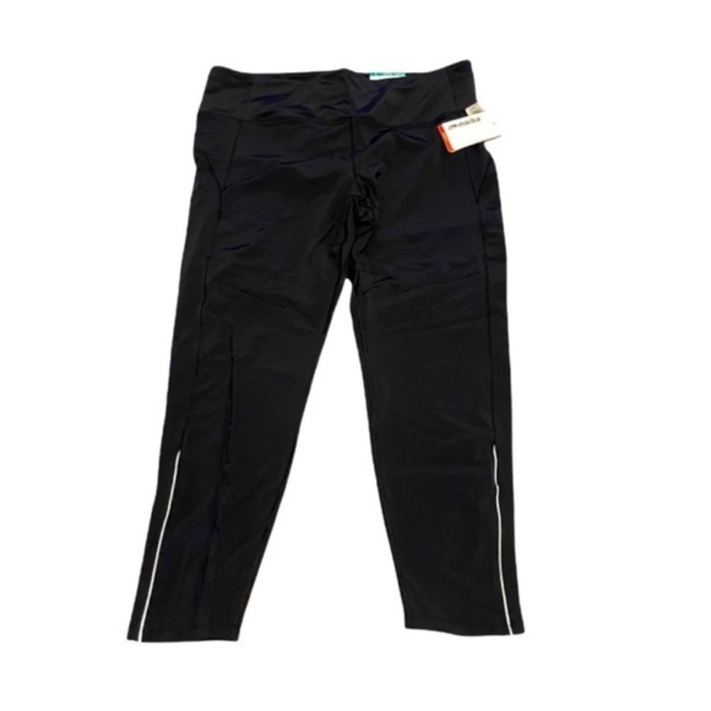 NWT Marika 2X performance black white stripe pocket crop active athletic pants